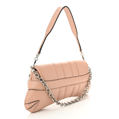 Gucci Nappa Vertical Matelasse Medium Maxi Horsebit Chain Shoulder Bag Pink Sand 3 of 11