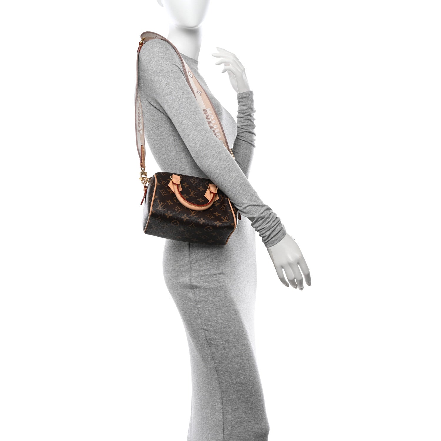 Louis Vuitton Monogram Speedy Bandouliere 20 Beige 2 of 9