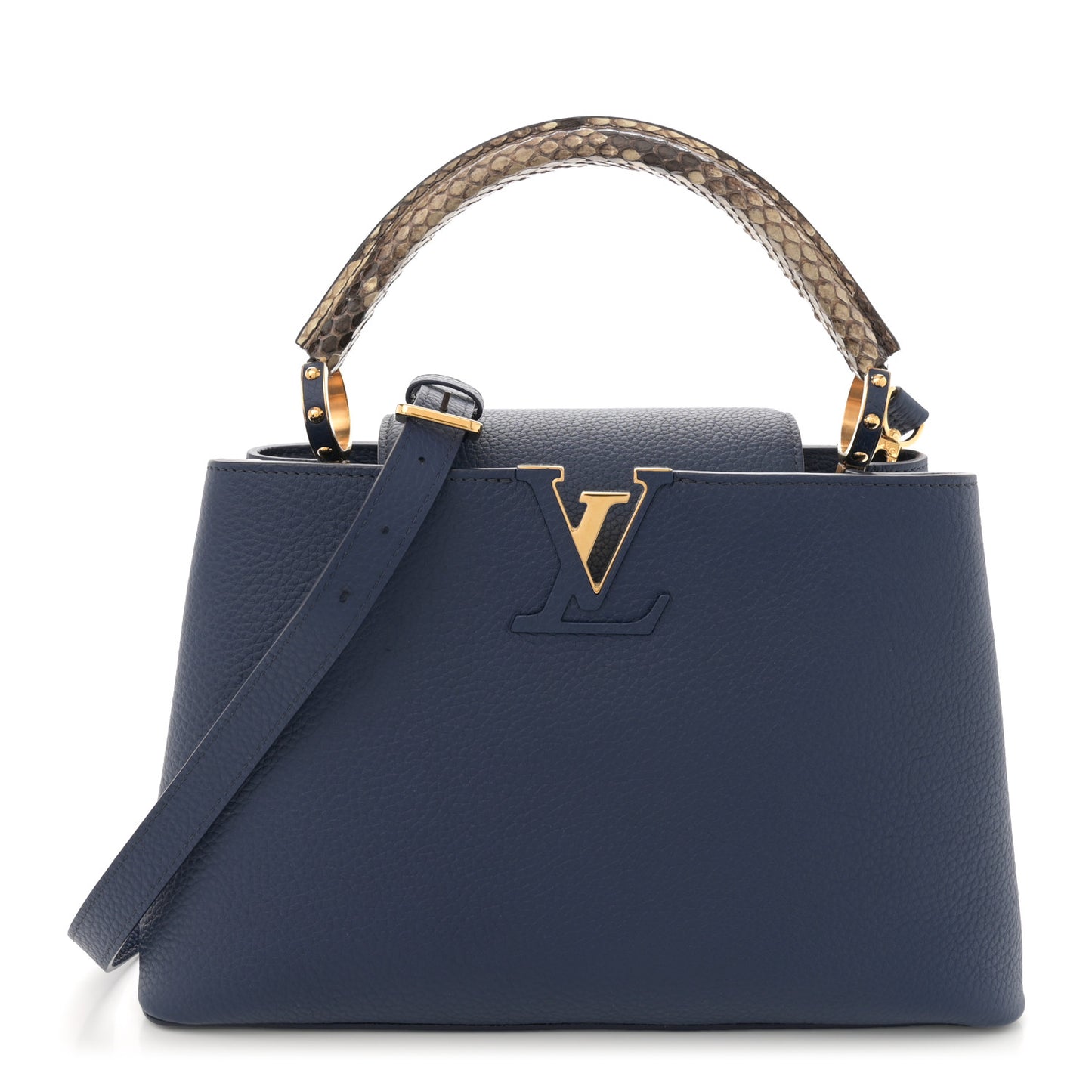 Taurillon Snakeskin Capucines MM Blue