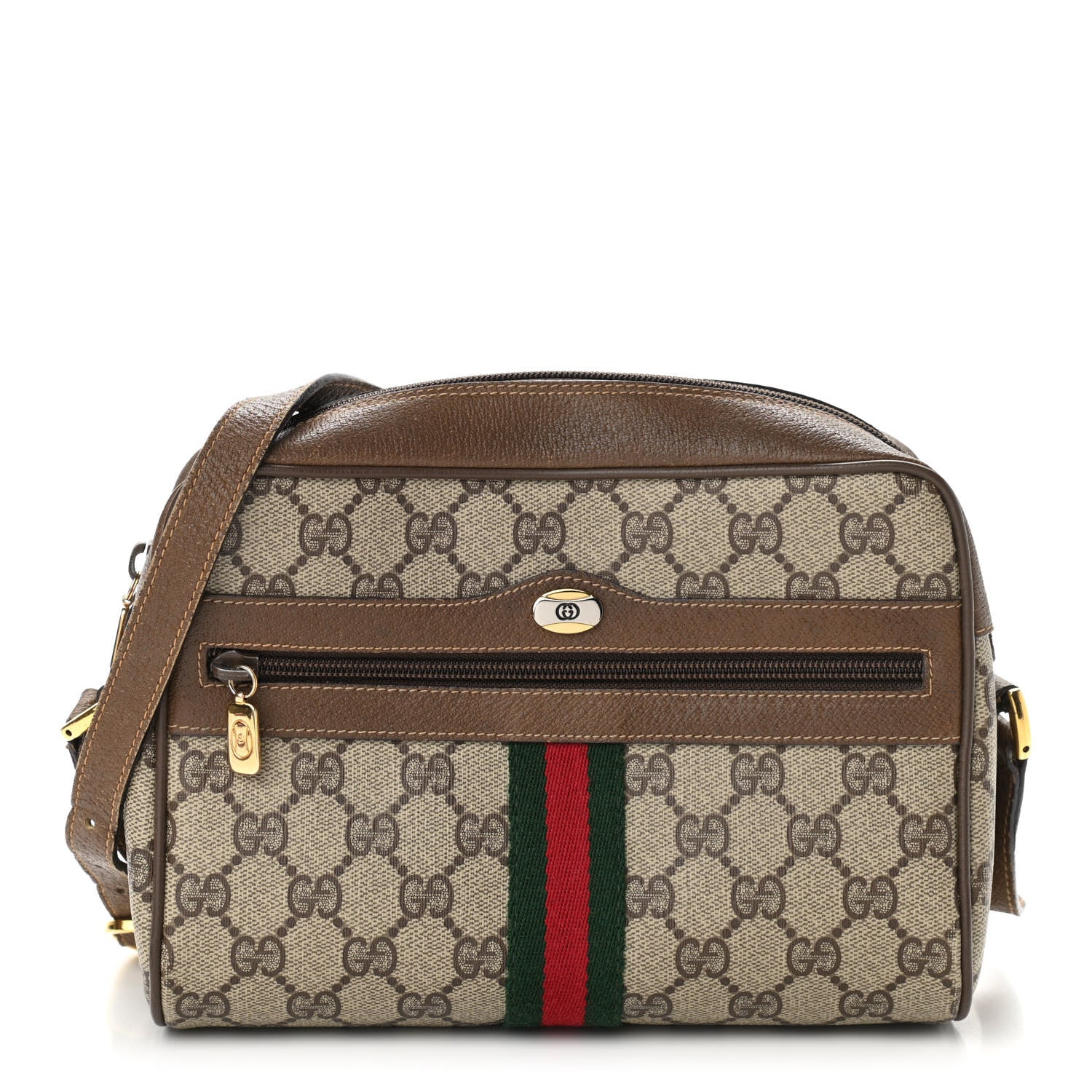 Gucci GG Supreme Monogram Web Small Ophidia Shoulder Bag Brown 1 of 11