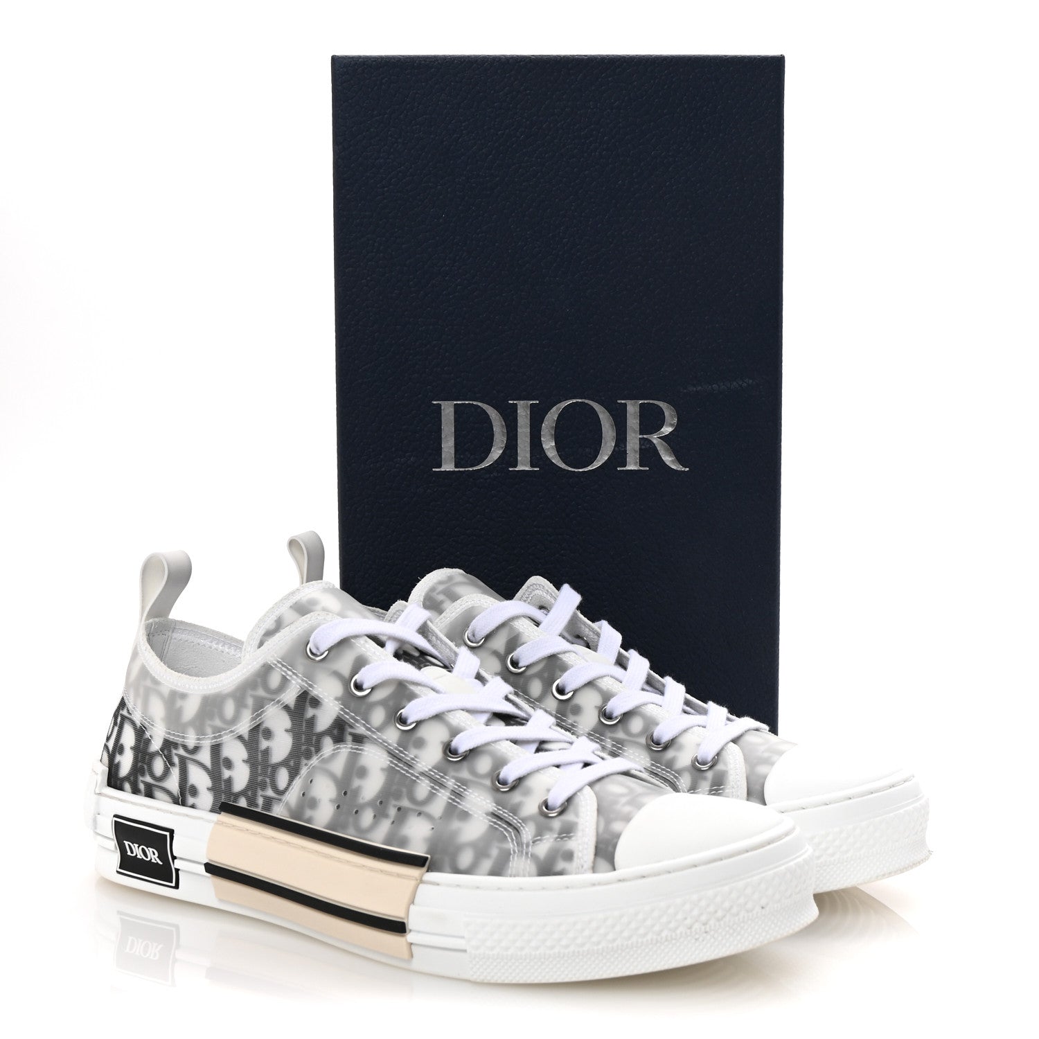 Christian Dior Technical Canvas Oblique Mens B23 Low Top Sneaker 45 White Black 10 of 10