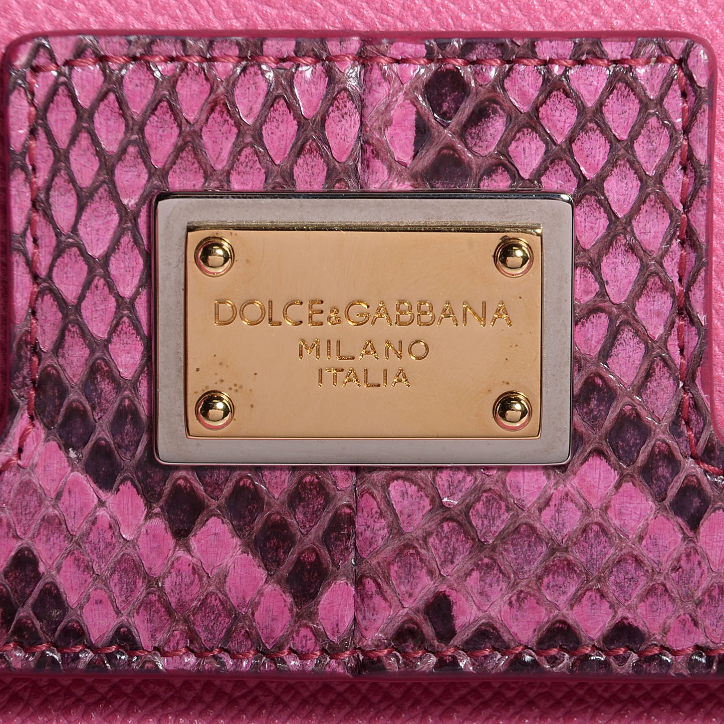 Dauphine Leather Python Large Miss Sicily Satchel Pink
