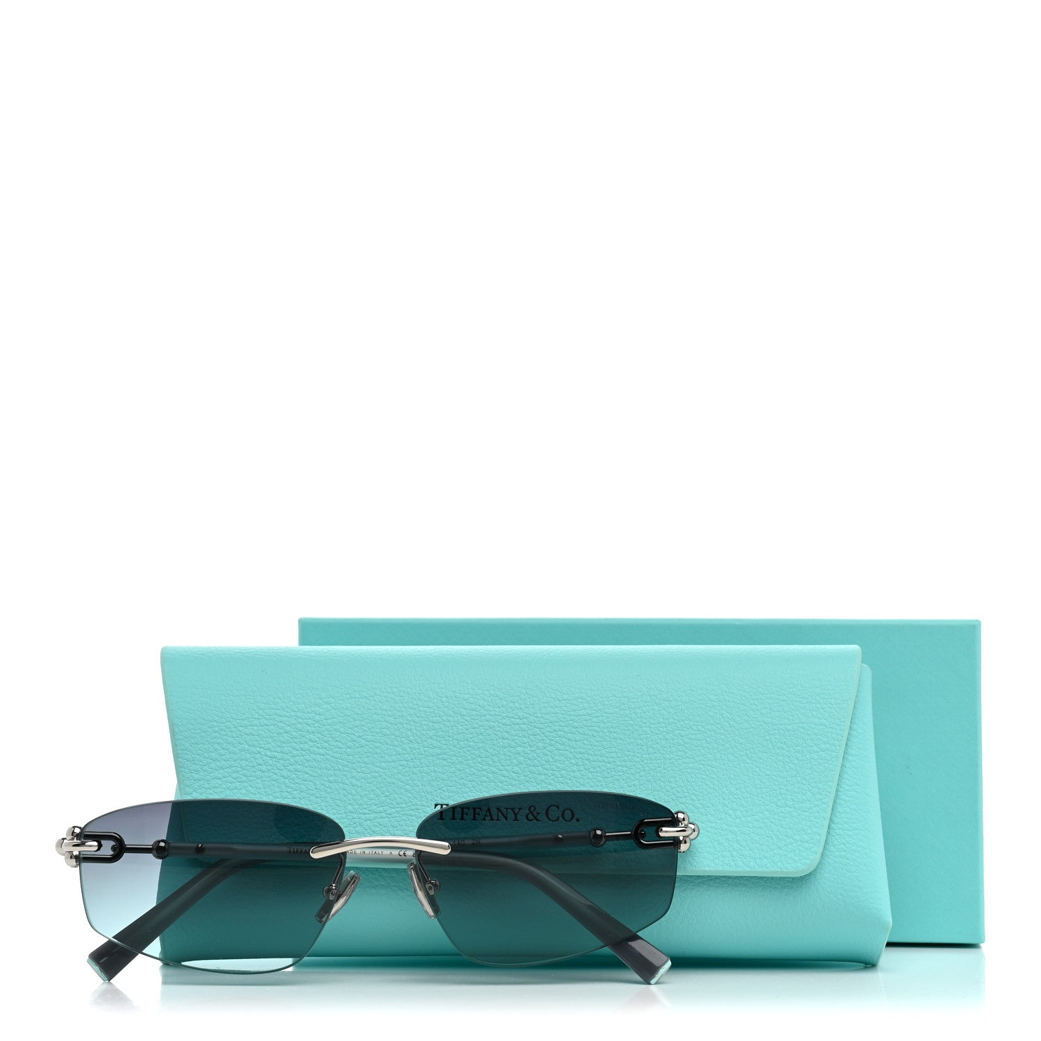Tiffany Metal HardWear Sunglasses TF3114 Silver Azure Gradient Grey 8 of 8