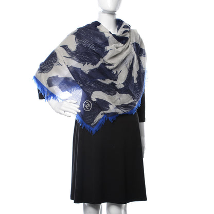 Chanel Cashmere CC Square Scarf Blue 2 of 3