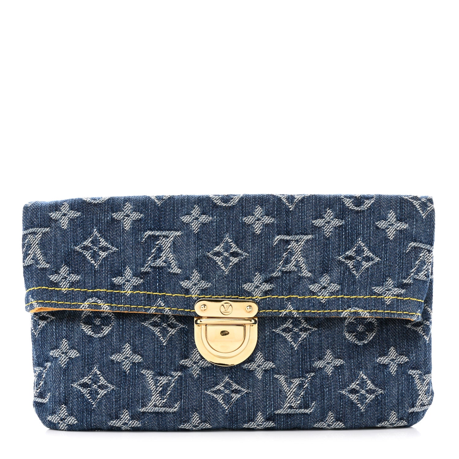 Louis Vuitton Monogram Denim Pochette Plat Clutch Blue 1 of 9