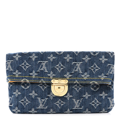 Louis Vuitton Monogram Denim Pochette Plat Clutch Blue 1 of 9