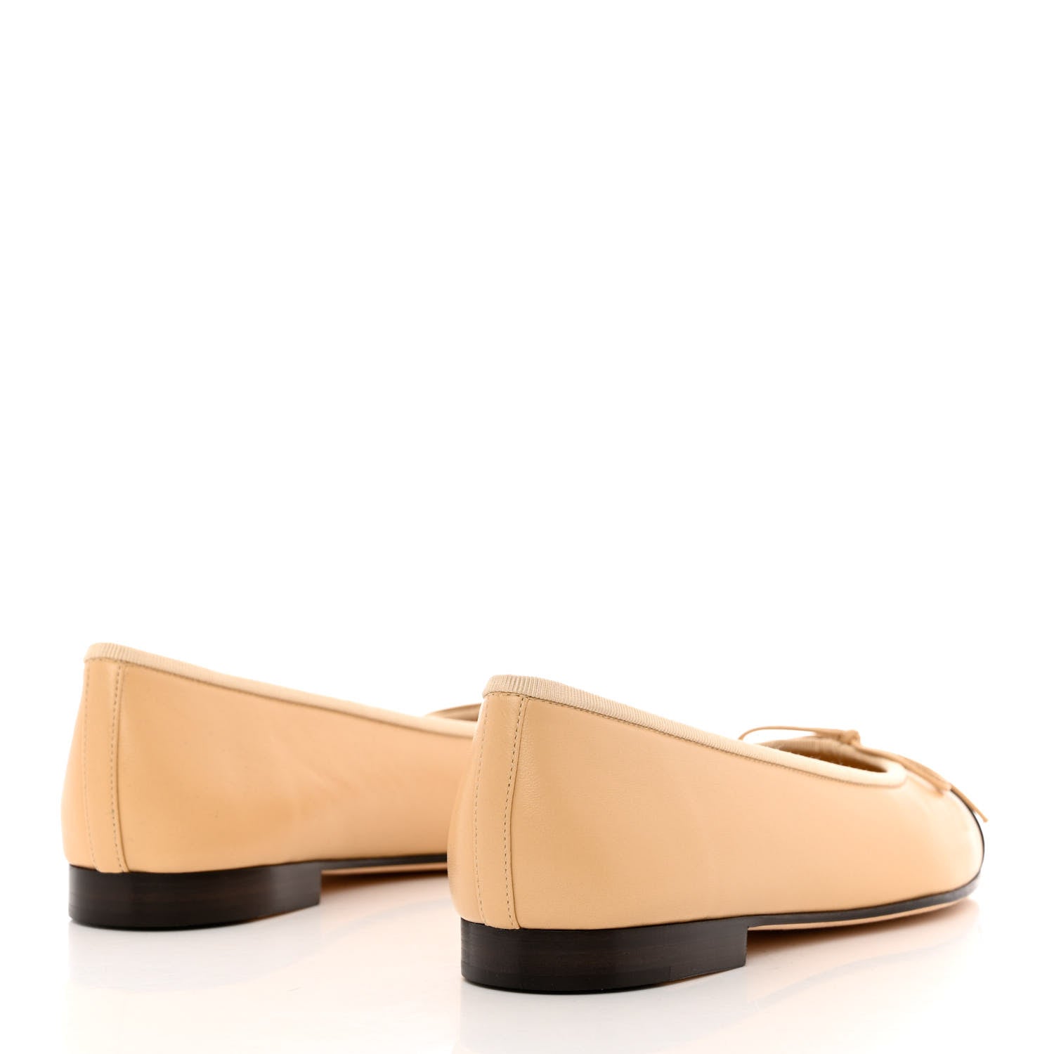 Chanel Lambskin Cap Toe CC Ballerina Flats 39 Beige Black 4 of 9