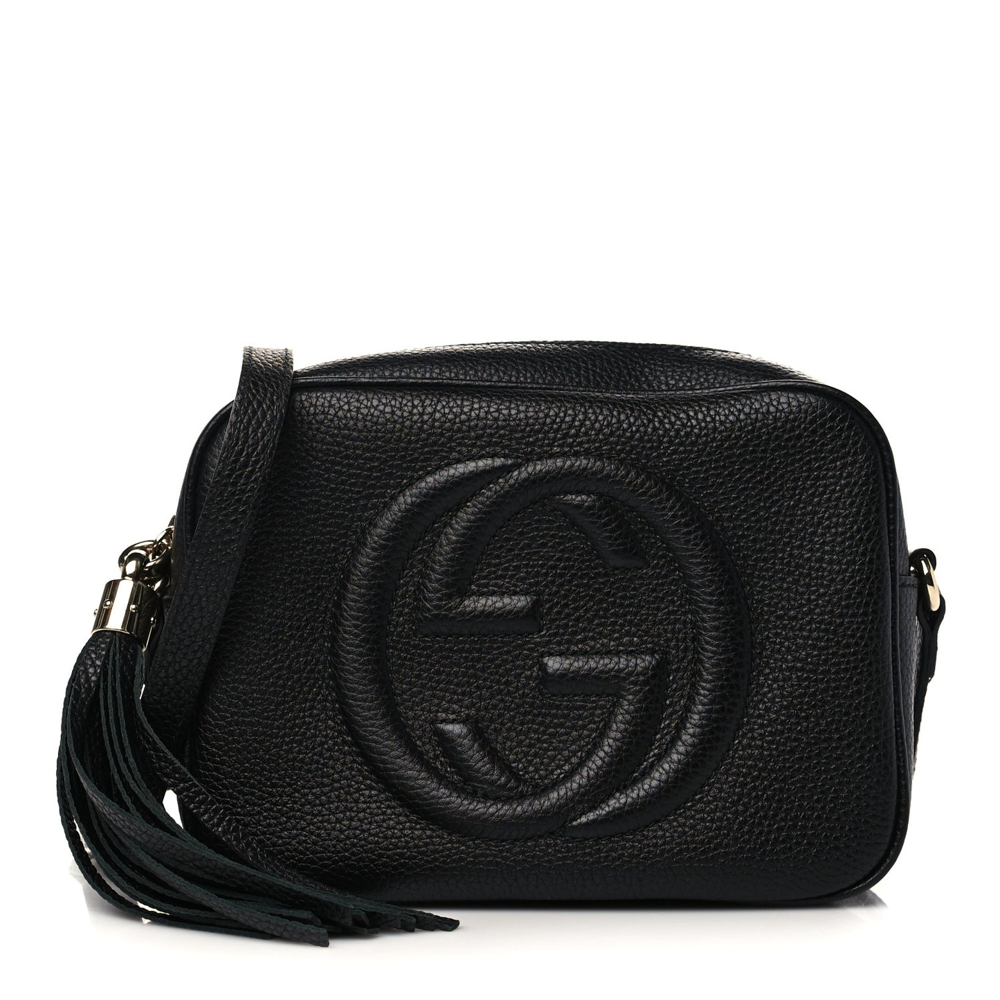 Pebbled Calfskin Small Soho Disco Bag Black