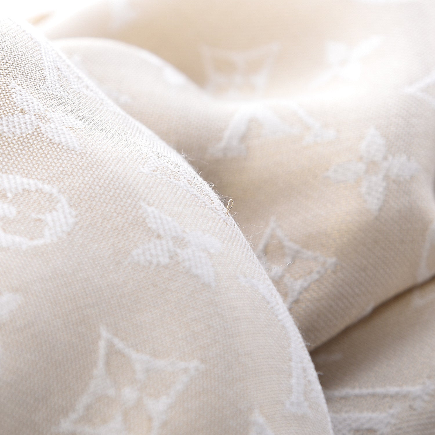 Louis Vuitton Silk Wool Monogram Shine Shawl White 6 of 6