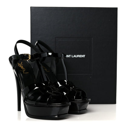 Saint Laurent Patent Tribute 105 Platform Sandals 38 Black 10 of 10