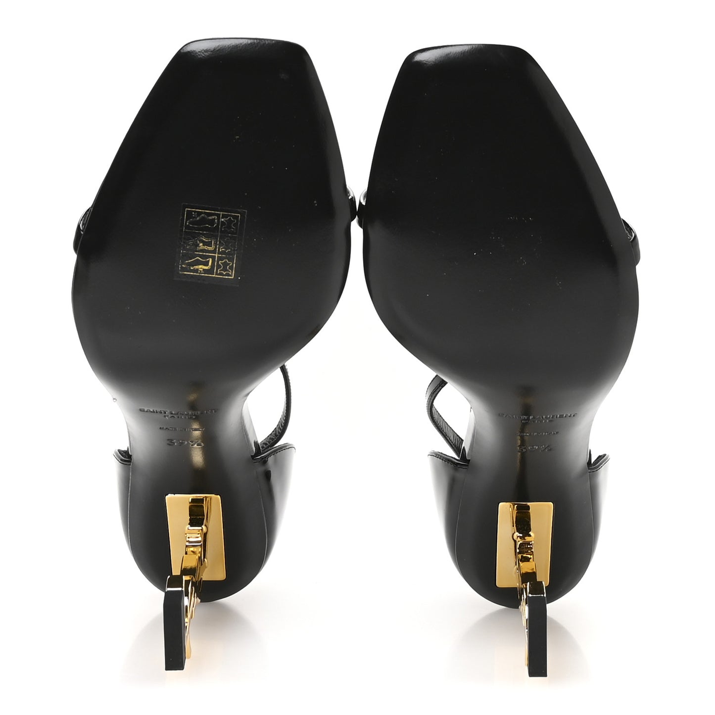 Patent Calfskin Opyum 85 Sandals 39.5 Black Gold