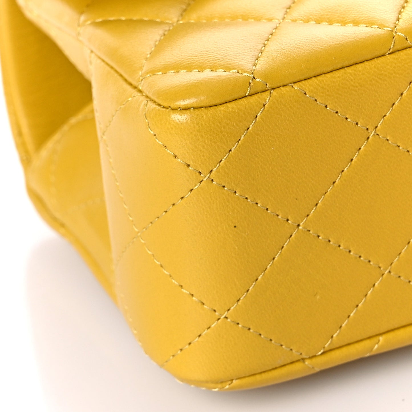 Lambskin Quilted Mini Top Handle Rectangular Flap Yellow