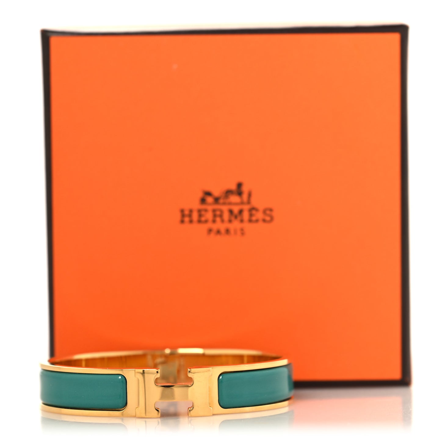 Enamel Narrow Clic Clac H Bracelet PM Emeraude