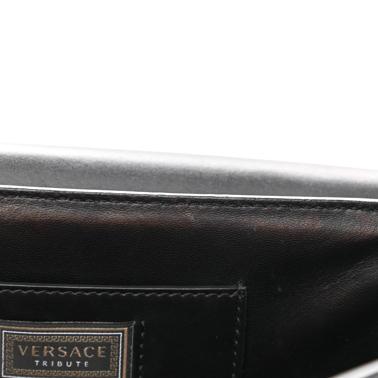 Versace Nappa Crystal Embroidered Medium Icon Flap Black 12 of 14