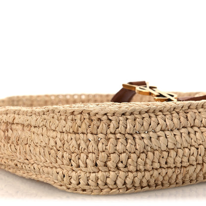 Saint Laurent Raffia Calfskin Le 5 A 7 Mini Hobo Natural Brick 9 of 11