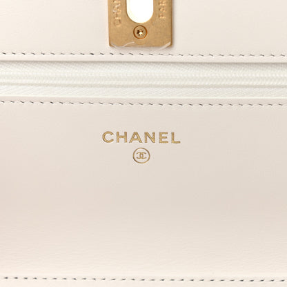 Chanel Pearly Caviar Quilted Fit For You Wallet On Chain WOC White 6 of 12