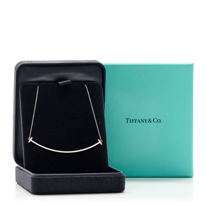 Tiffany Sterling Silver Large T Smile Pendant Necklace 5 of 5