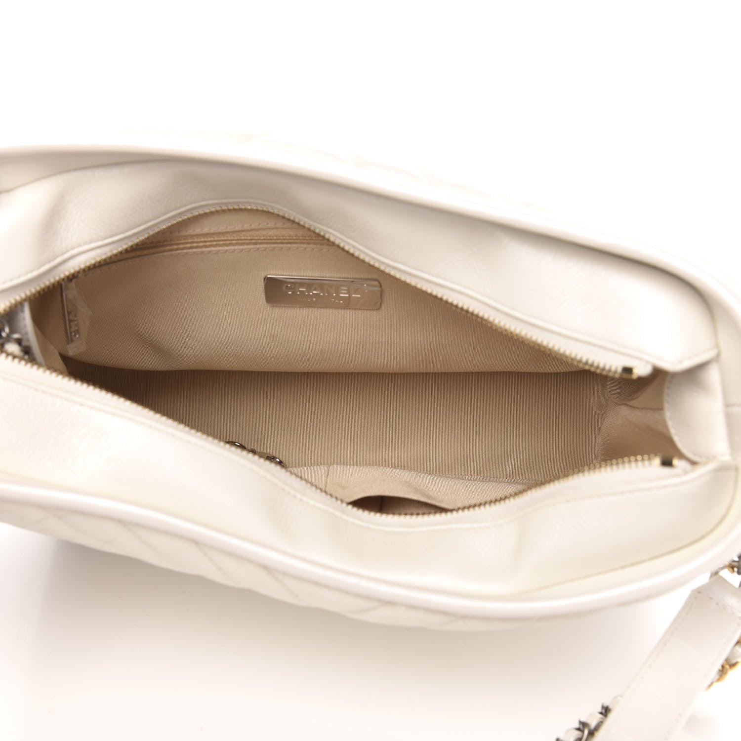 Chanel Aged Calfskin Chevron Quilted Medium Gabrielle Hobo White 5 of 9