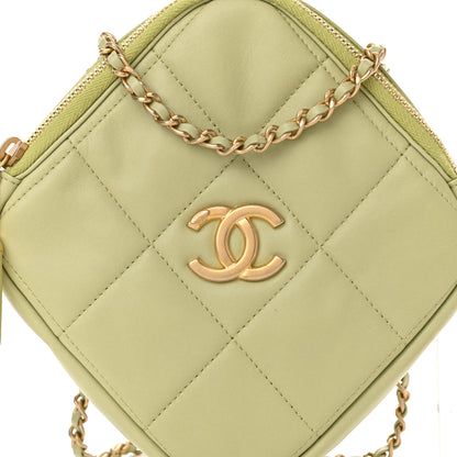 Chanel Lambskin Quilted Diamond Clutch With Chain Light Green 8 of 11