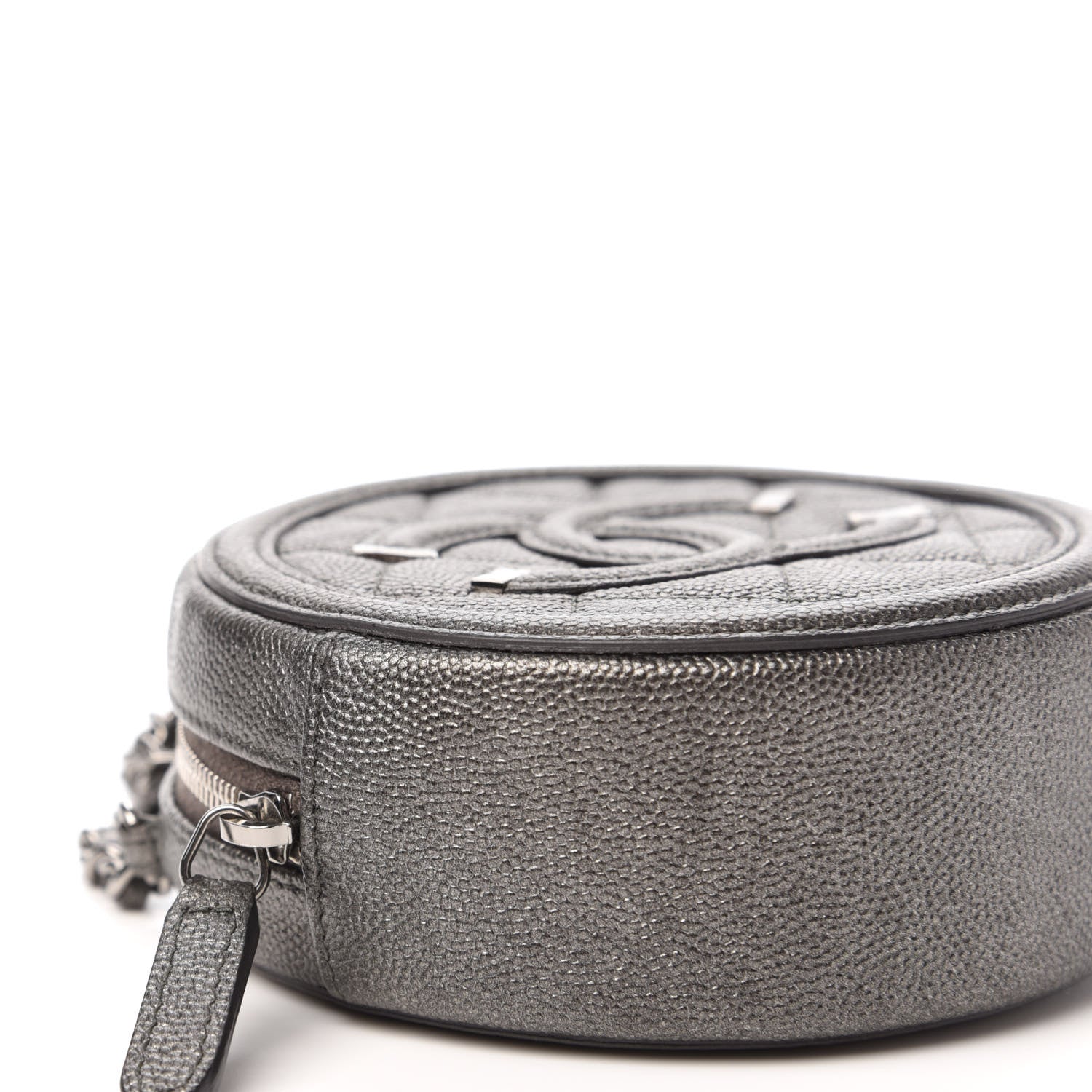 Chanel Metallic Caviar Quilted Round Filigree Crossbody Dark Silver 6 of 10