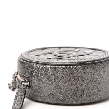 Chanel Metallic Caviar Quilted Round Filigree Crossbody Dark Silver 6 of 10