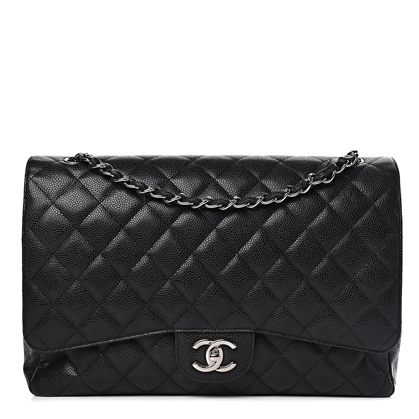Caviar Quilted Maxi Double Flap Black