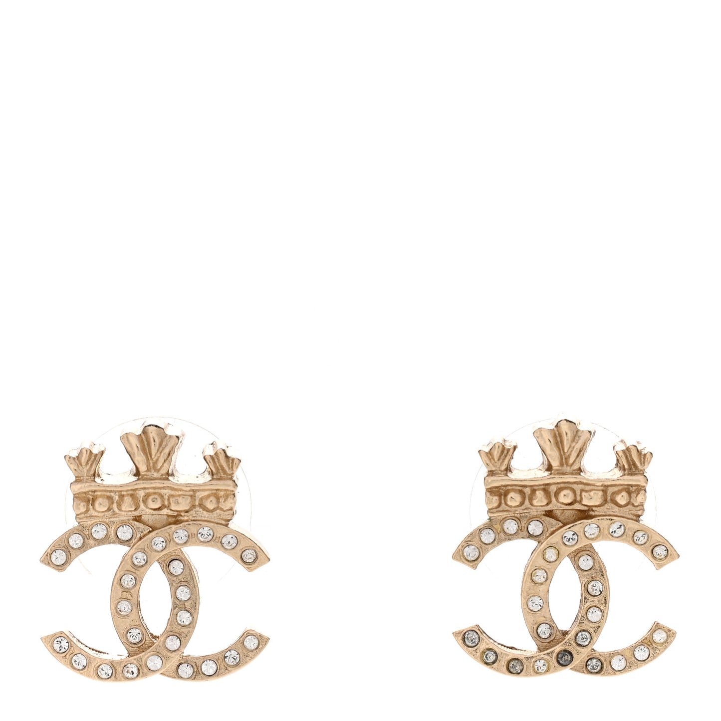Crystal CC Crown Earrings Gold