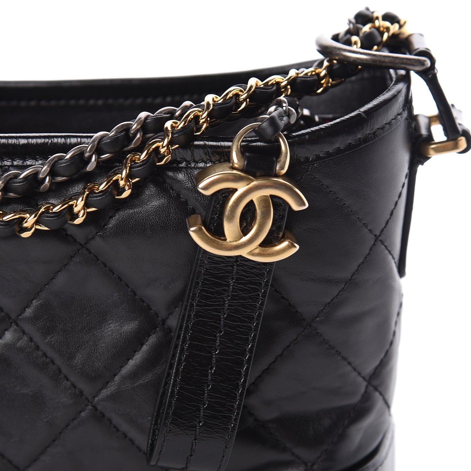 Chanel Aged Calfskin Quilted Small Gabrielle Hobo Black 10 of 11