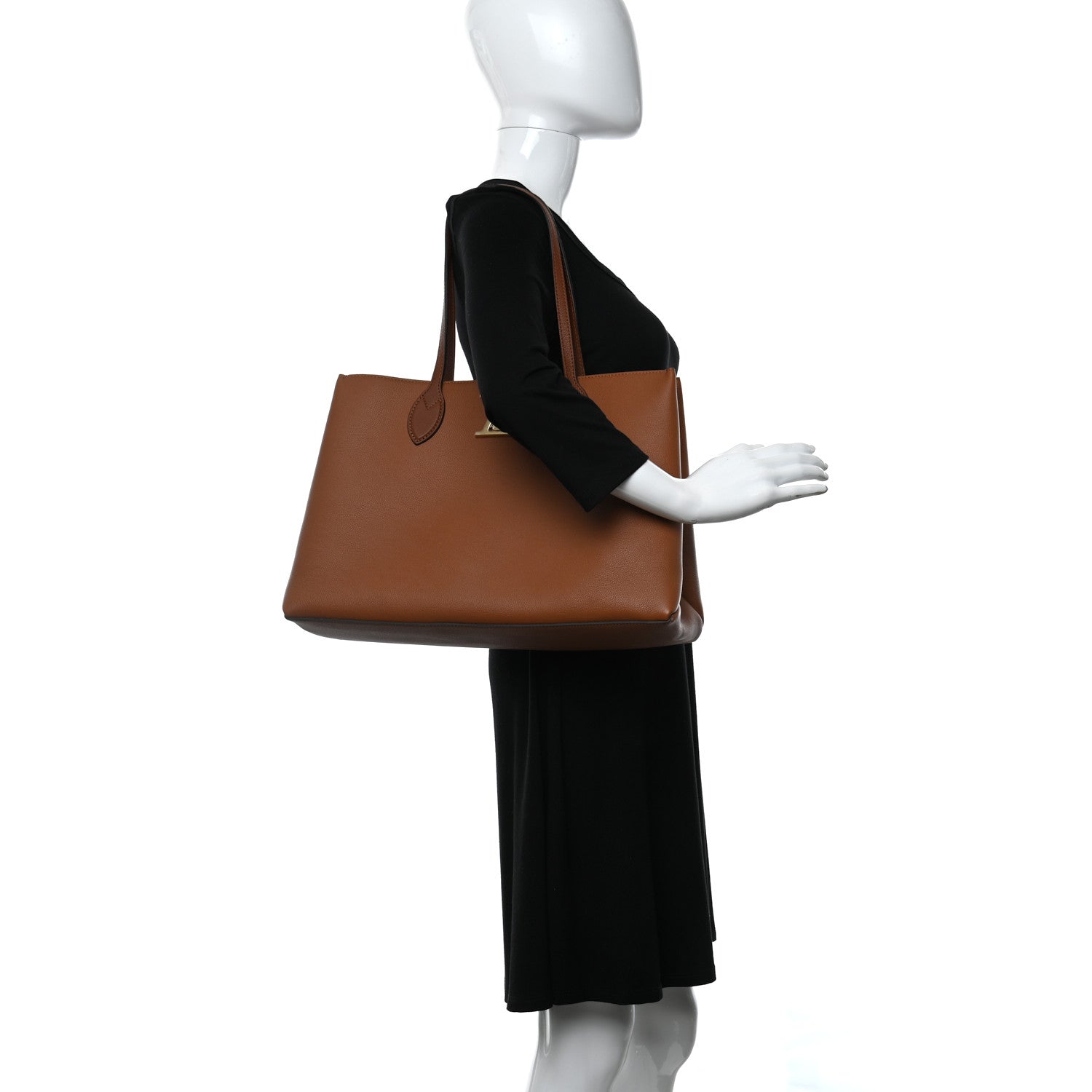 Louis Vuitton Grained Calfskin Lockme Shopper Chataigne 2 of 9
