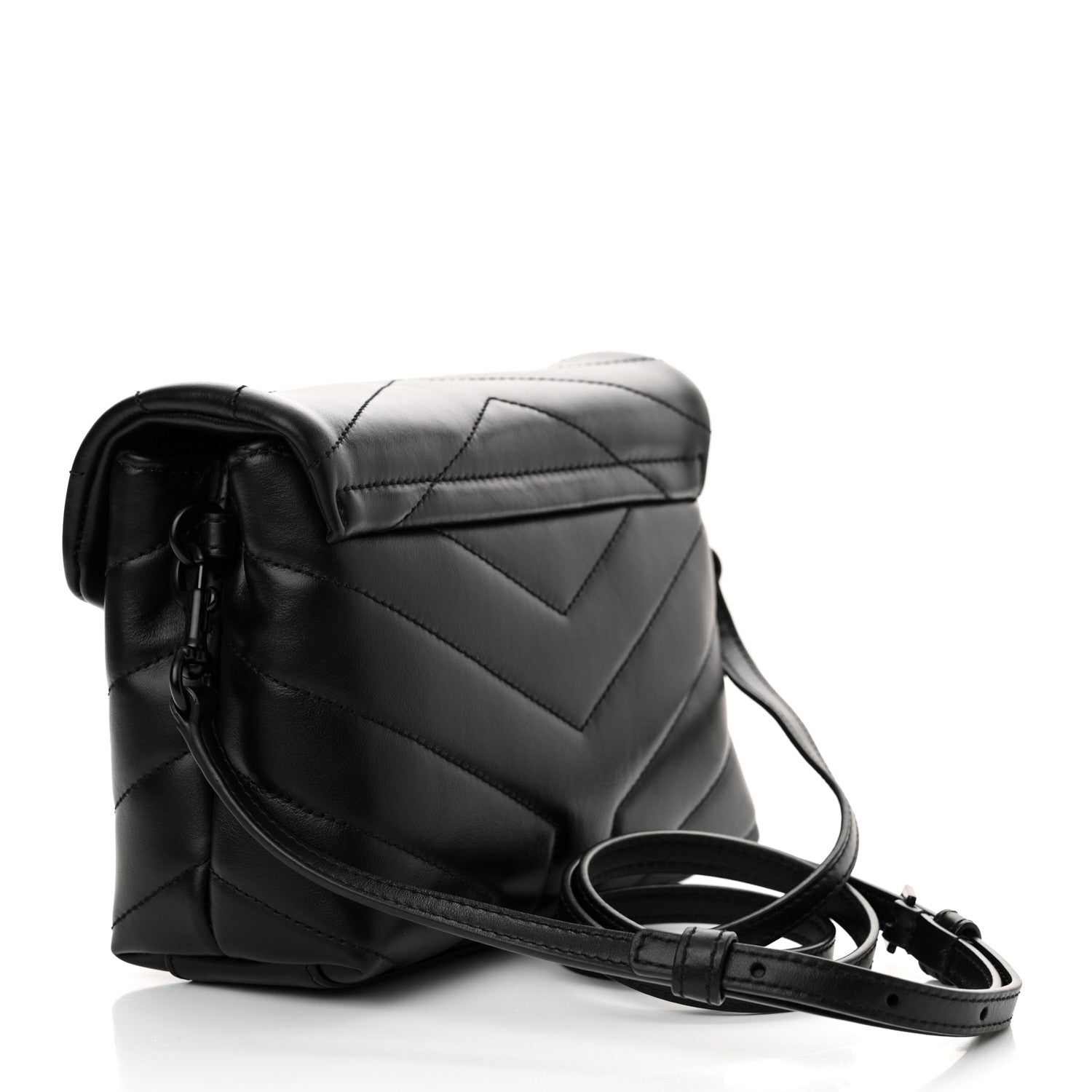 Saint Laurent Calfskin Y Quilted Monogram Monochrome Toy Loulou Crossbody Bag Black 3 of 14