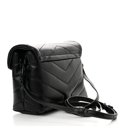 Saint Laurent Calfskin Y Quilted Monogram Monochrome Toy Loulou Crossbody Bag Black 3 of 14