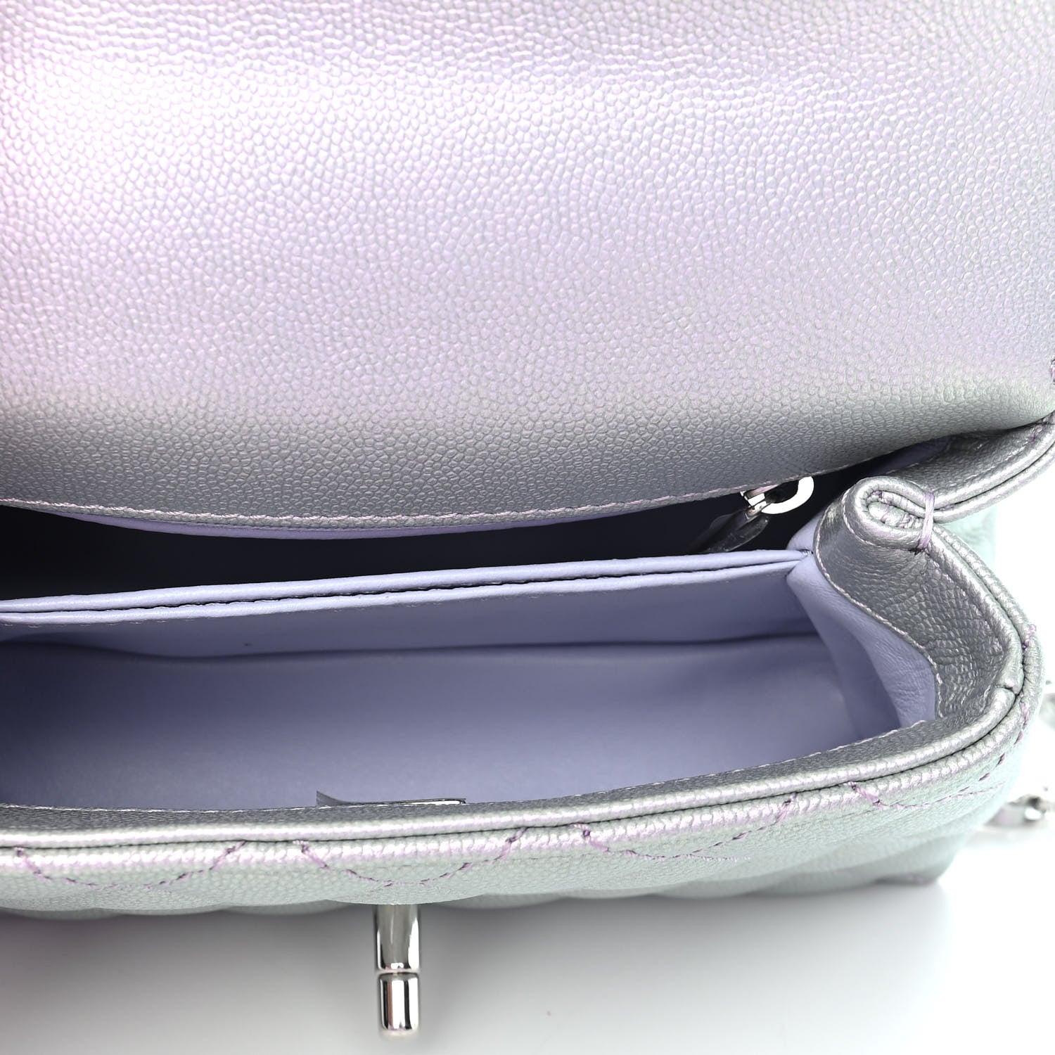 Chanel Iridescent Caviar Quilted Extra Mini Coco Handle Flap Purple 5 of 9