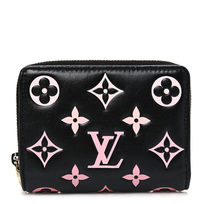 Louis Vuitton Lambskin Embossed Monogram LV Ski Lou Coussin Wallet Black Pink 1 of 8