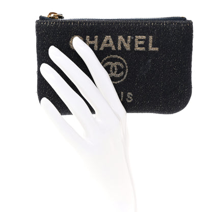 Chanel Lurex Canvas Deauville Cosmetic Pouch Navy Blue Gold 2 of 12