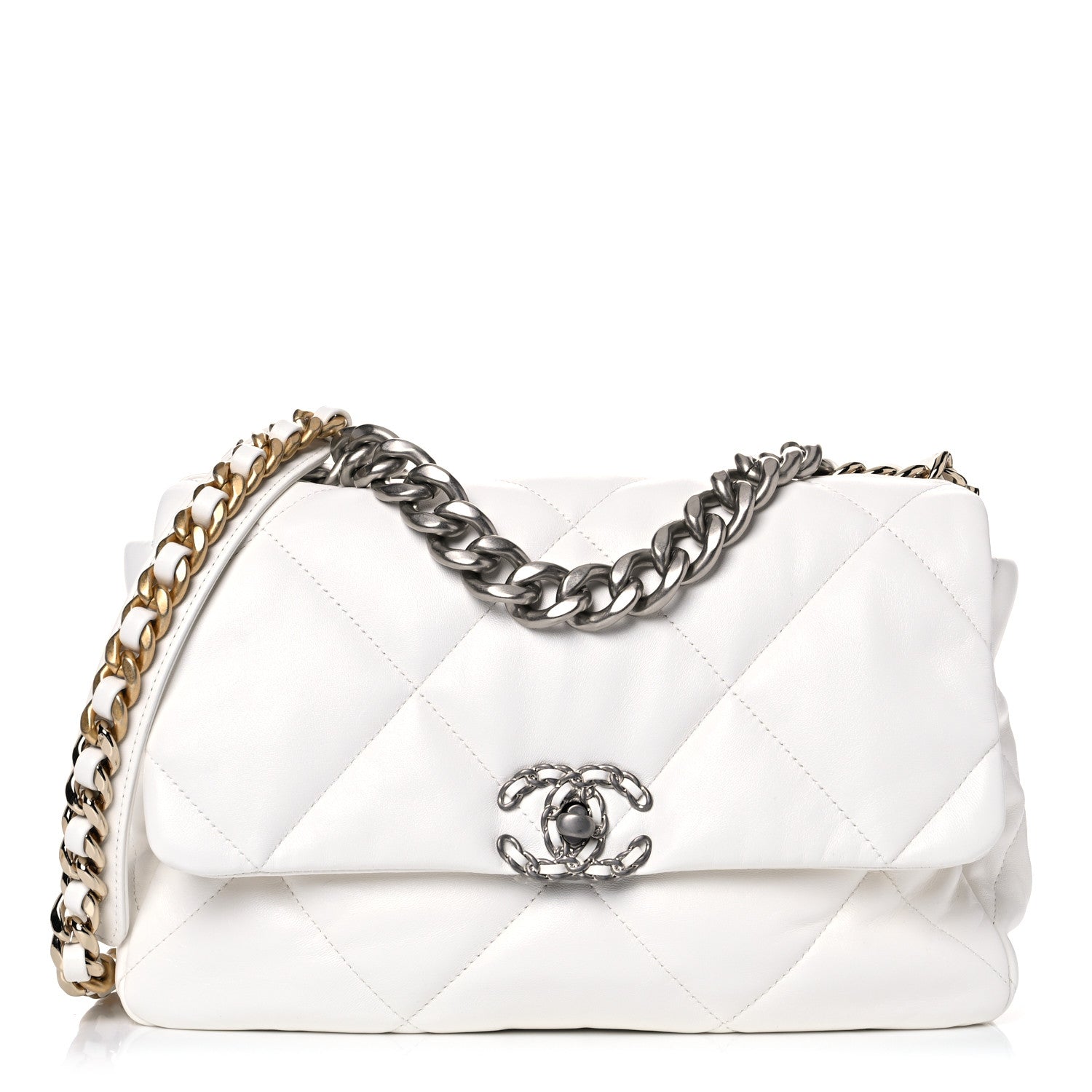 Chanel Lambskin Quilted Large Chanel 19 Flap White 1 of 12