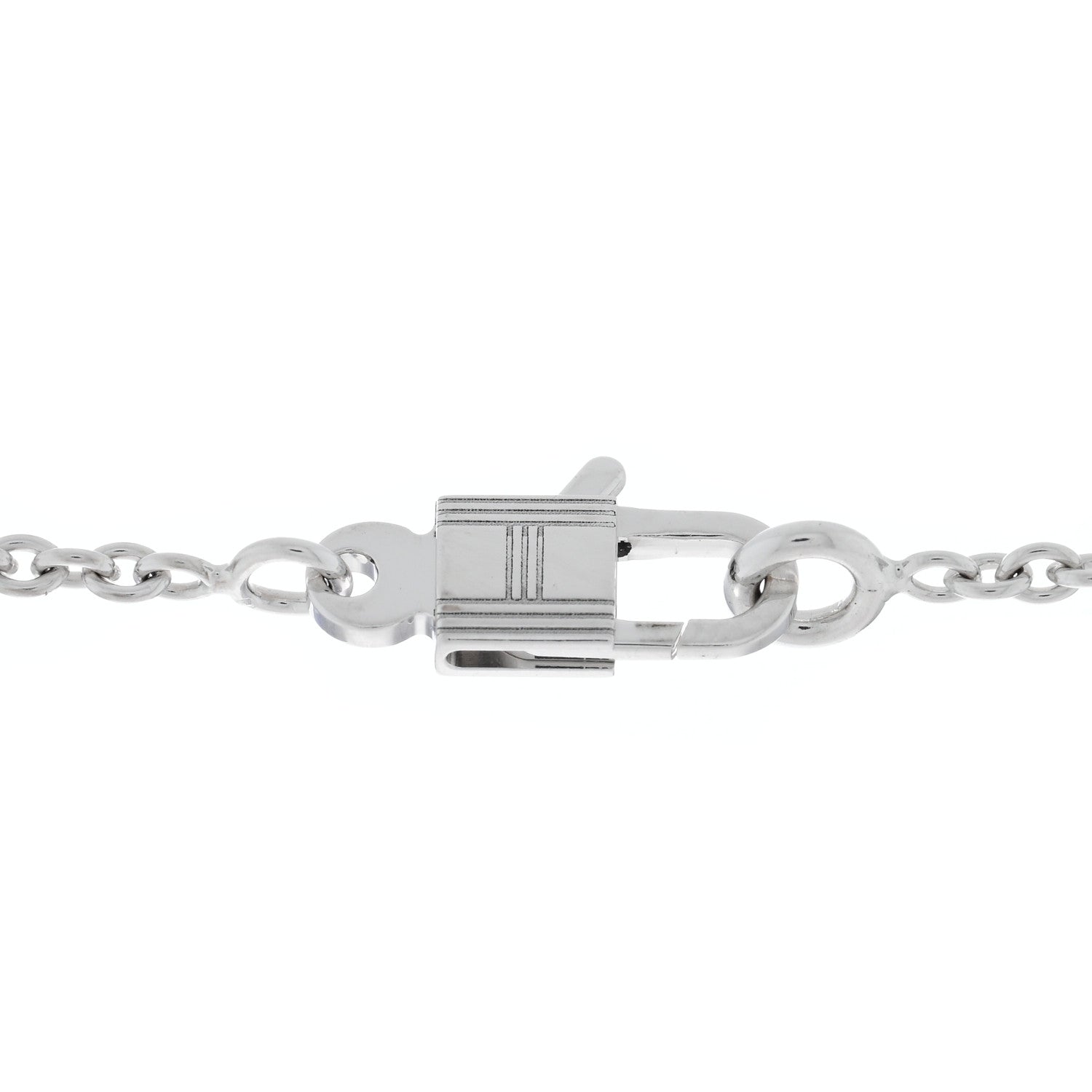 Hermes 18K White Gold Diamond Birkin Amulette Pendant Necklace 4 of 6