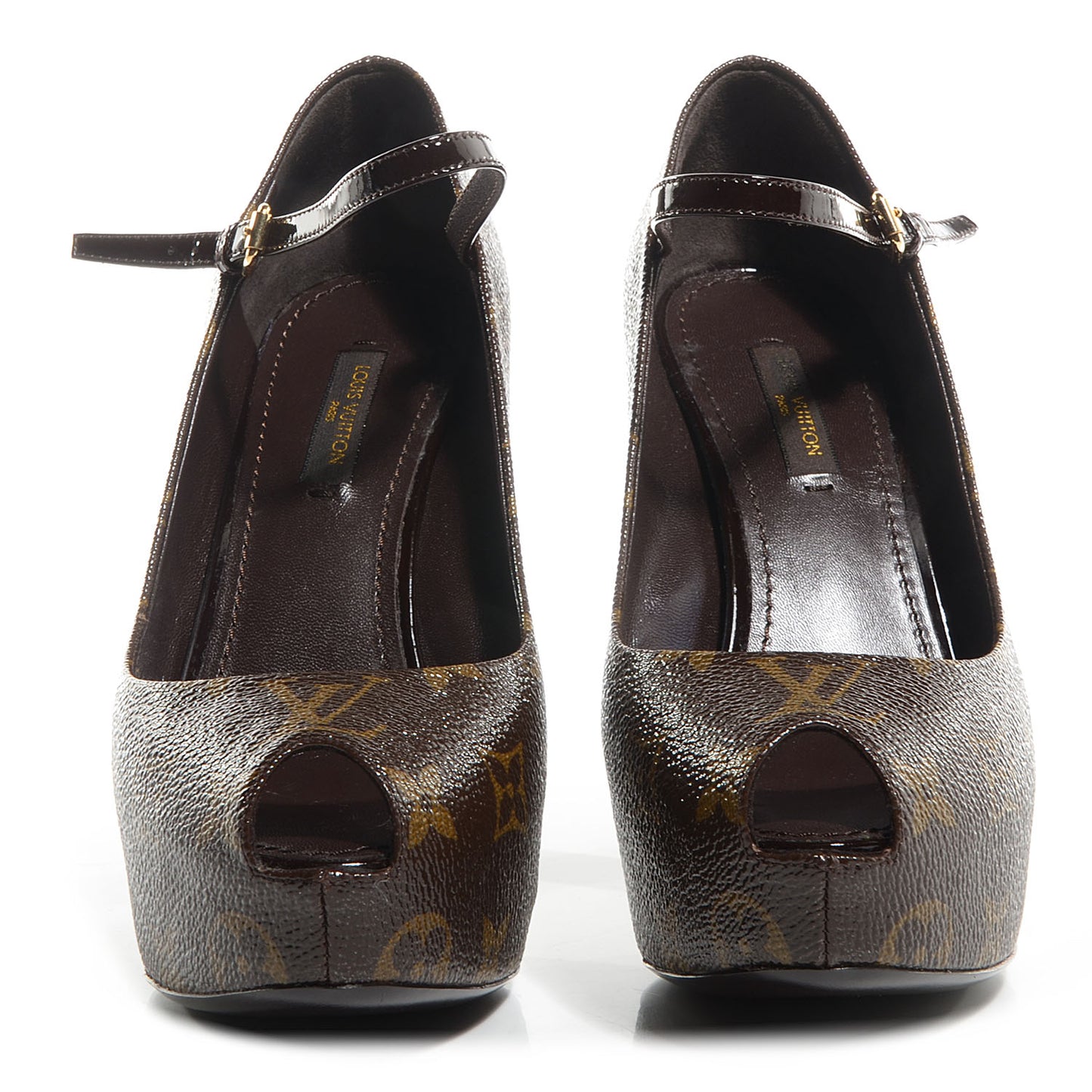 Patent Monogram Fetish Vanity Platform Pumps 35