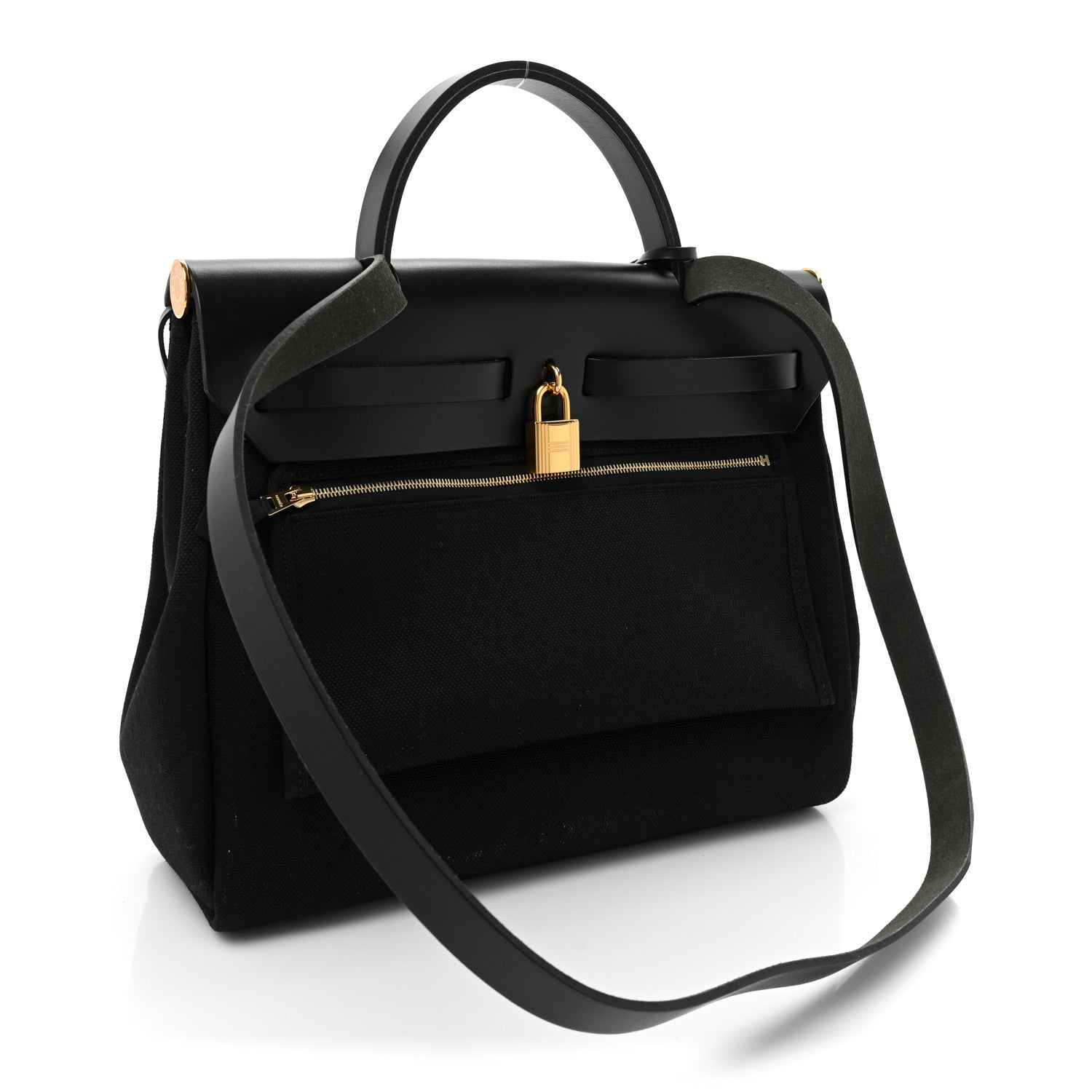 Hermes Military Toile Vache Hunter Herbag Zip PM 31 Black 4 of 13