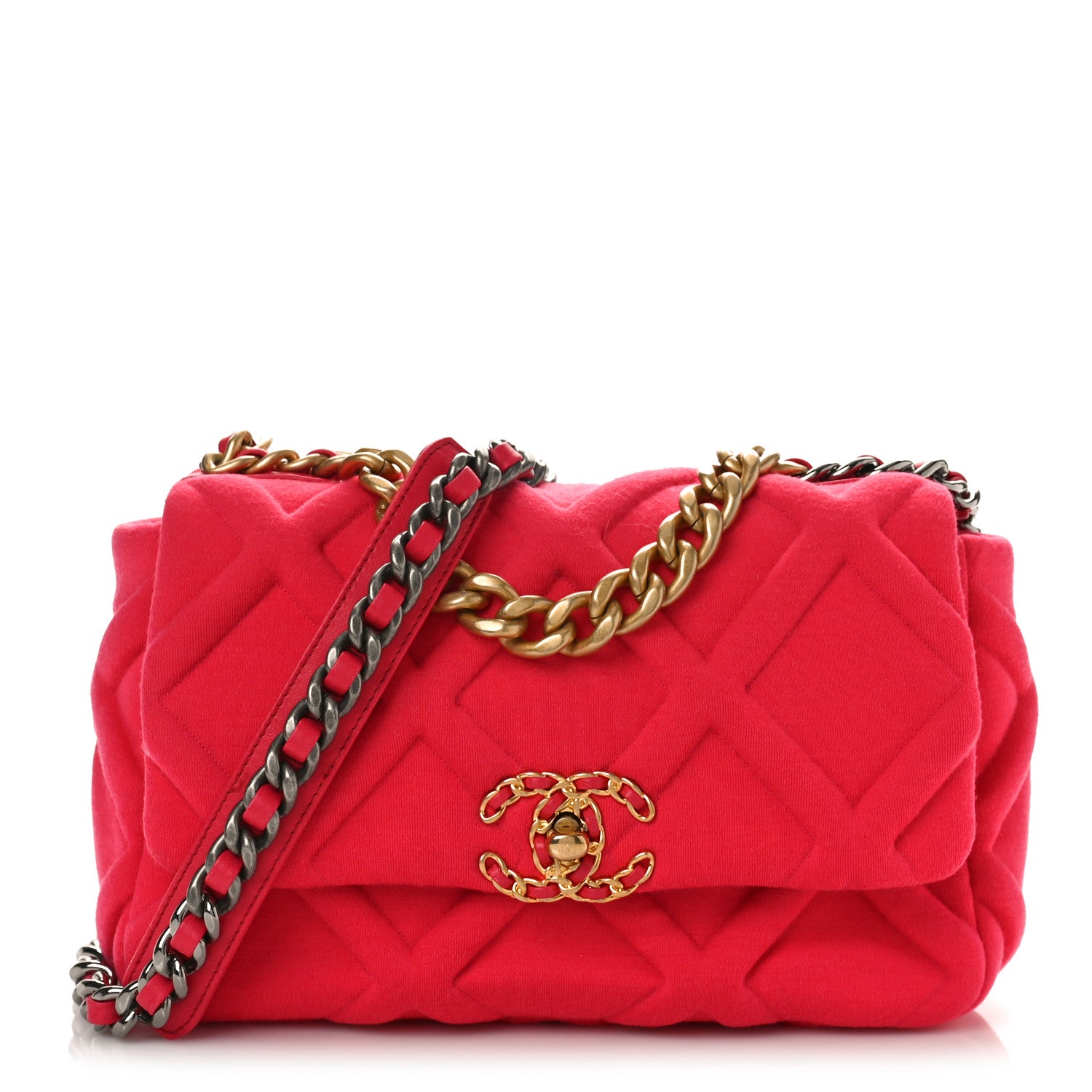 Chanel Jersey Lambskin Quilted Medium Chanel 19 Light Flap Pink 1 of 9
