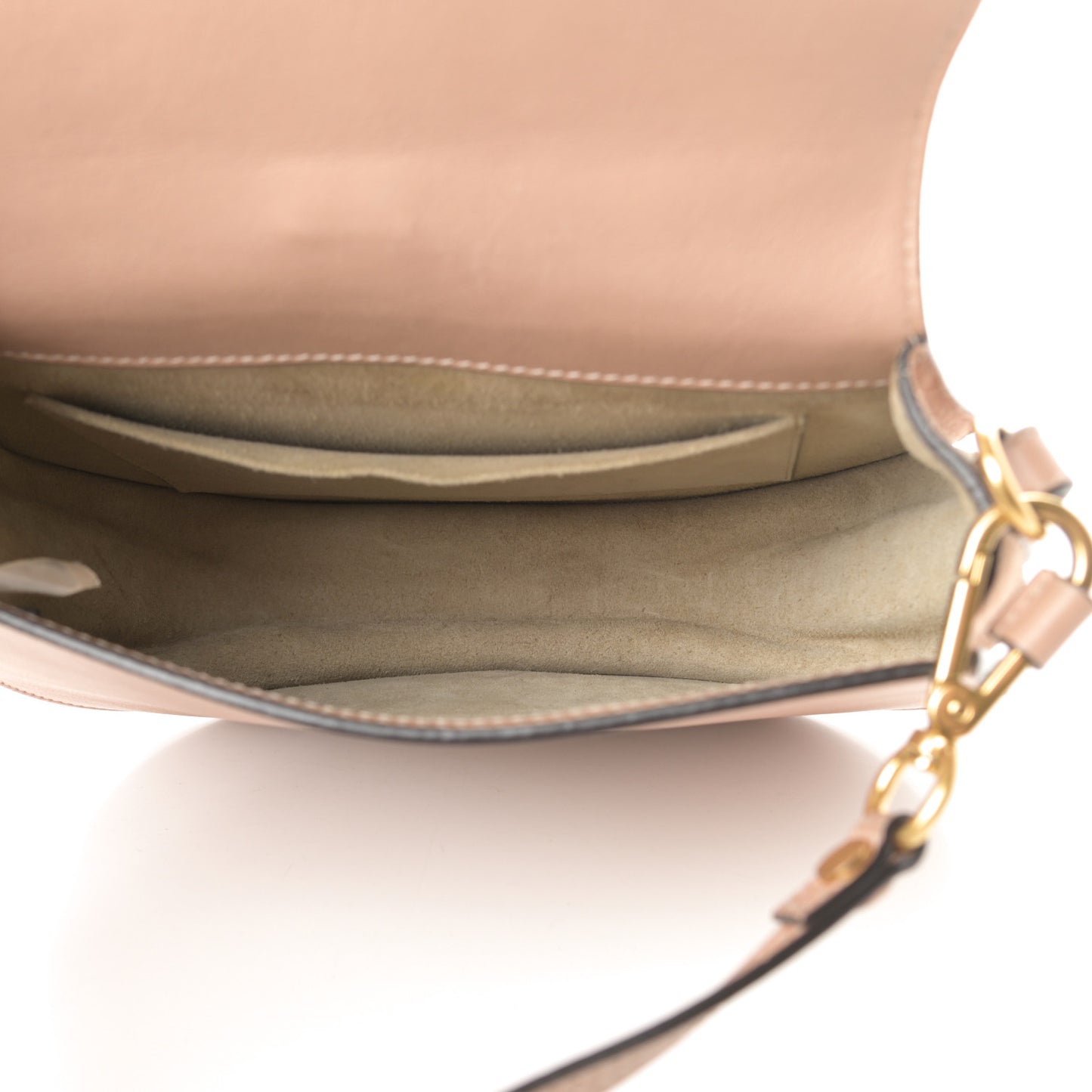 Calfskin Suede Medium Nile Bracelet Bag Biscotti Beige