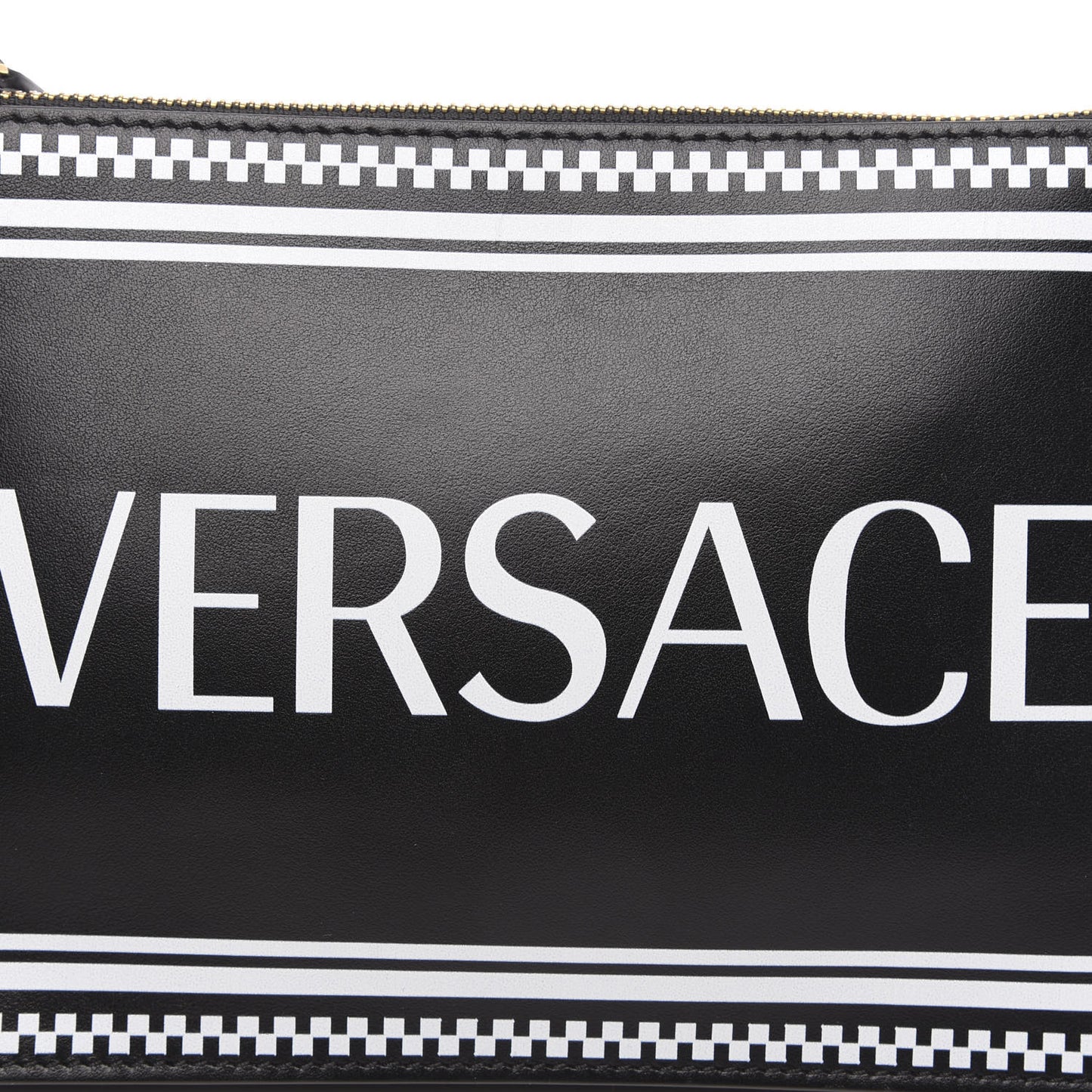 Calfskin 90's Vintage Logo Crossbody Clutch Black White
