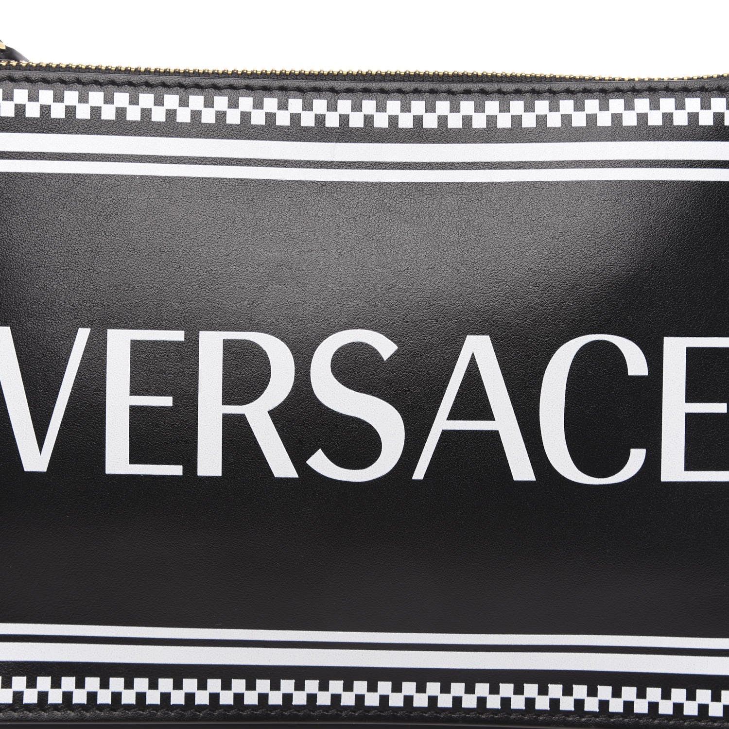 Versace Calfskin 90's Vintage Logo Crossbody Clutch Black White 7 of 10