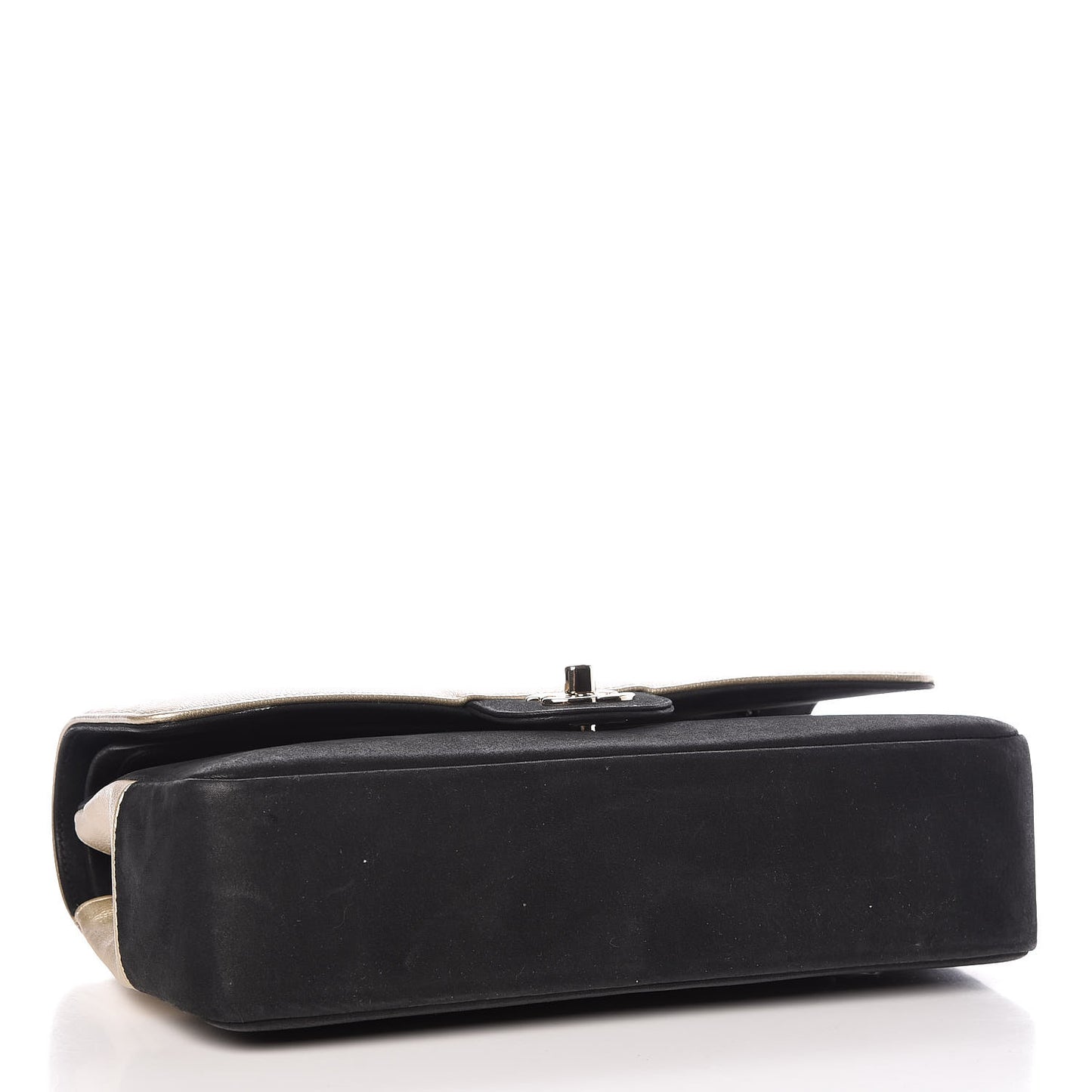 Caviar Iridescent Calfskin Duo Medium Double Flap Light Gold Black