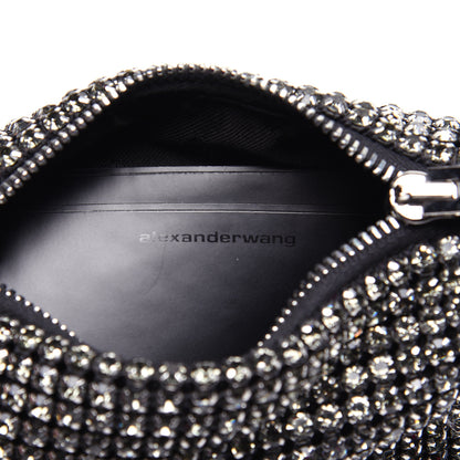 Alexander Wang Mesh Crystal Rhinestone Mini Heiress Pouch Black Silver 9 of 11