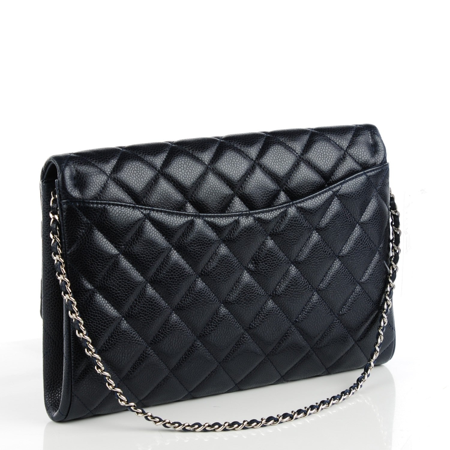 Chanel Caviar Quilted Clutch With Chain Flap Navy Blue 3 of 8