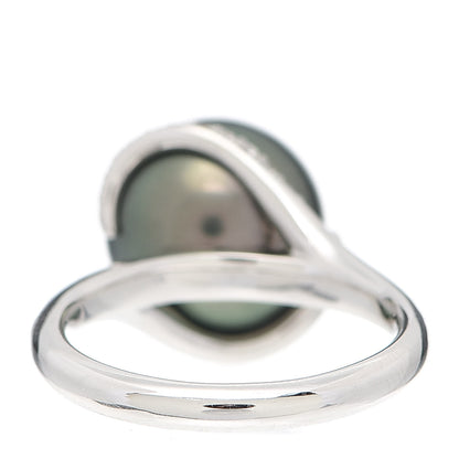 Mikimoto 18K White Gold Diamond Black South Sea Cultured Pearl 11.5mm Twist Ring 51 5.75 4 of 6