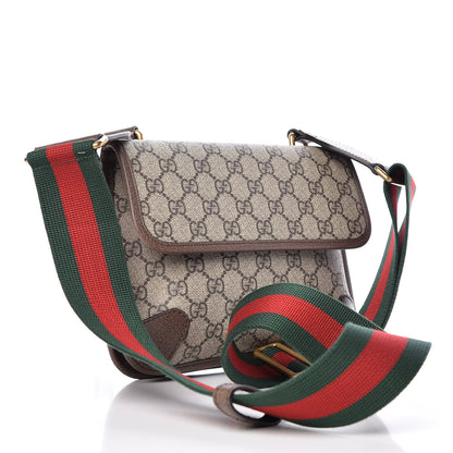 Gucci GG Supreme Monogram Web Small Neo Vintage Double Flap Messenger Bag Beige New Acero 4 of 11