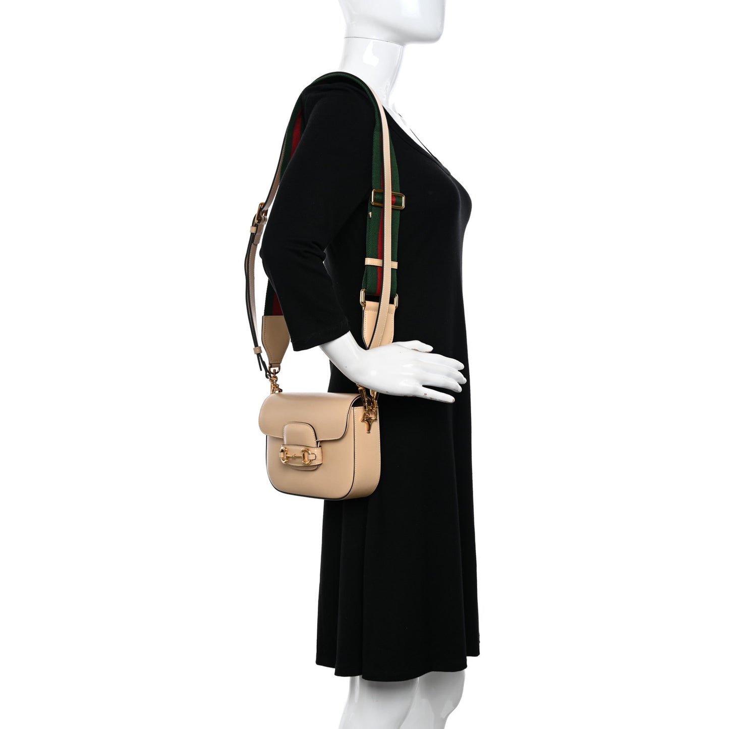 Azalea Calfskin Web Mini Horsebit 1955 Shoulder Bag Bubble Tea