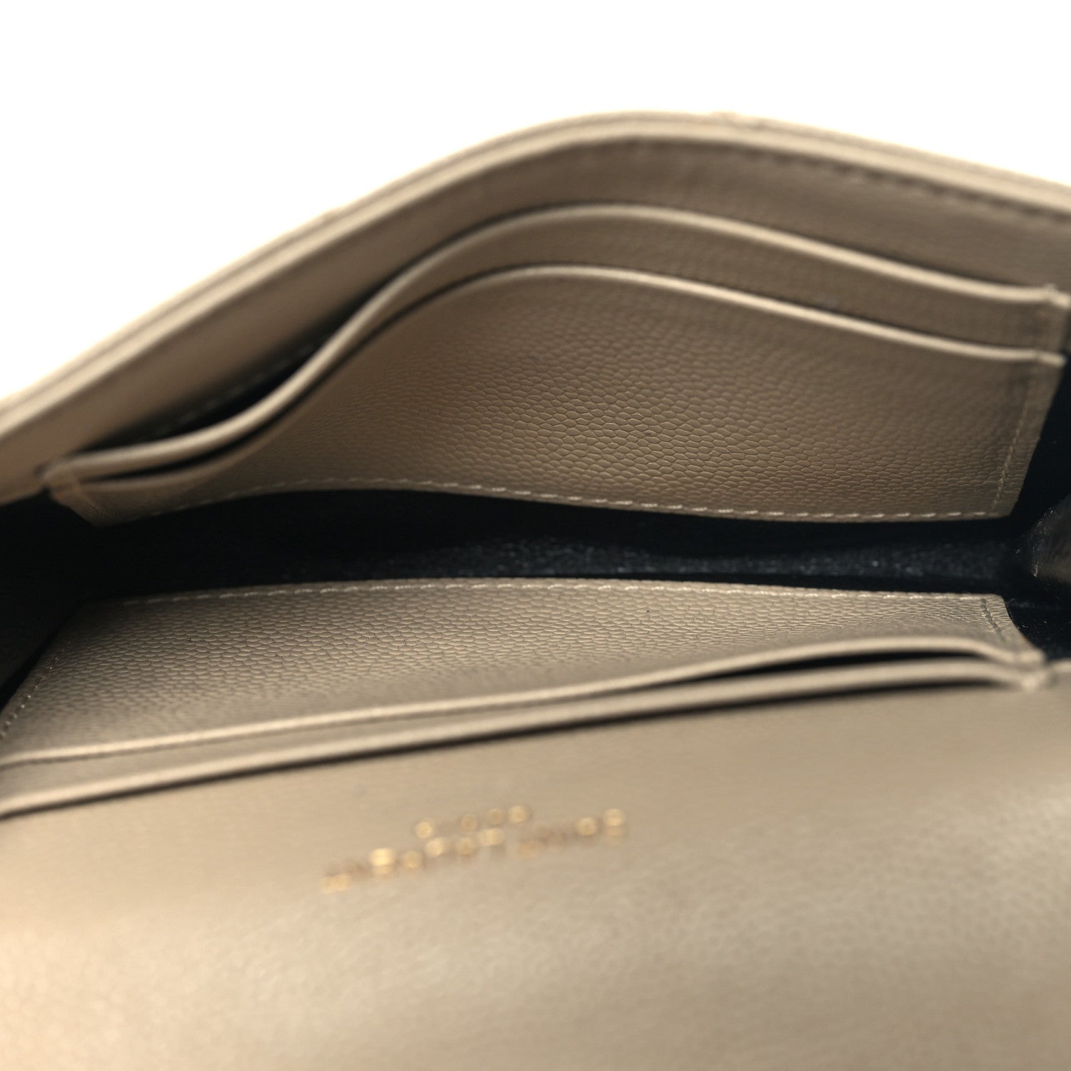 Saint Laurent Grain De Poudre Matelasse Chevron Small Monogram Envelope Wallet Dark Beige 5 of 11