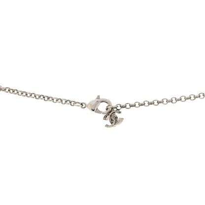 Chanel Crystal CC Medallion Pendant Necklace Silver 3 of 4